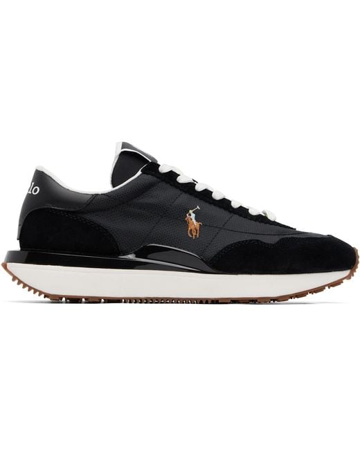 Polo Ralph Lauren Black Train 89 Suede & Mesh Sneakers for men