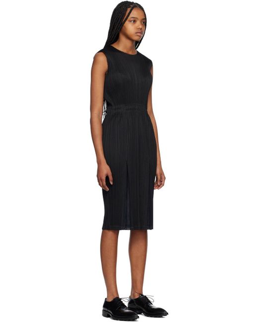 Pleats Please Issey Miyake Black Flick Midi Dress | Lyst