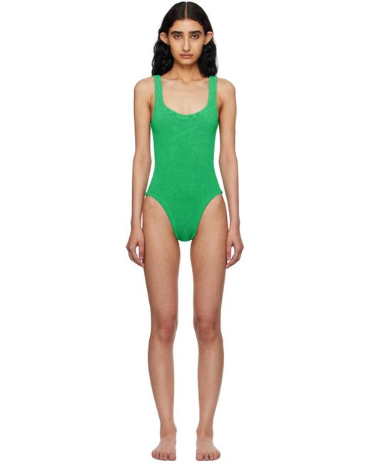 Hunza G Green Square Neck Swimsuit