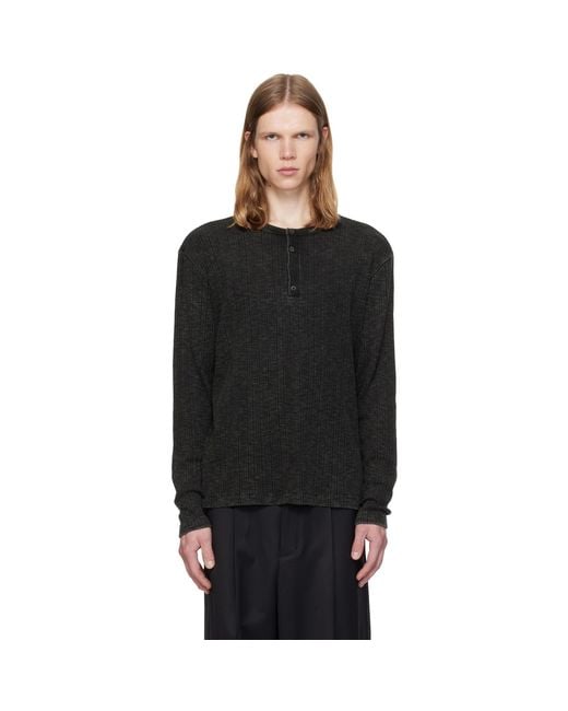 MMIC Black Grain Henley for men