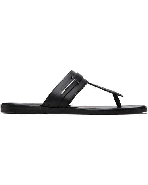 Tom Ford Black Smooth Leather T-Sandals for men