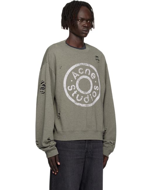 メンズ Acne グレー ロゴプリント スウェットシャツ Black