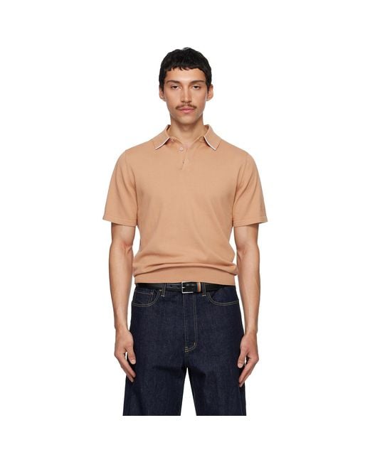 Paul Smith Blue Tan Short Sleeve Polo for men