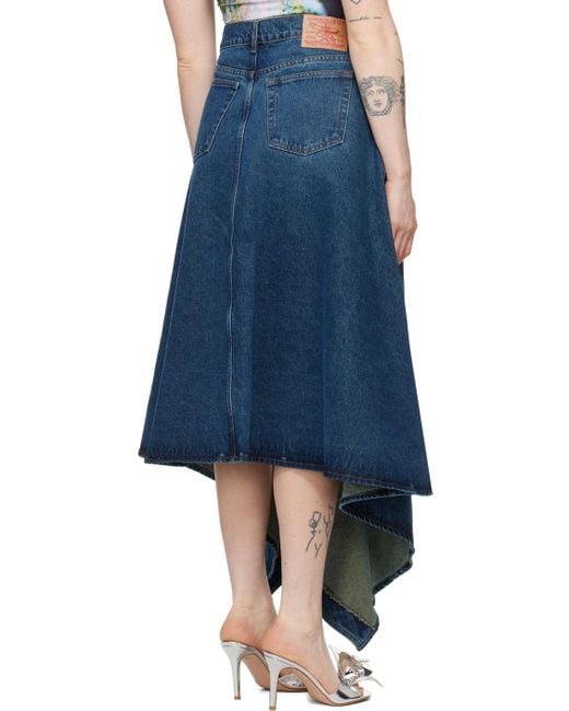 Y. Project Blue Cut Out Denim Midi Skirt