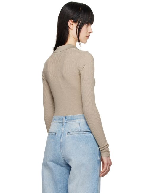 Frankie Shop ベージュ Solana ニットポロ ボディスーツ Blue
