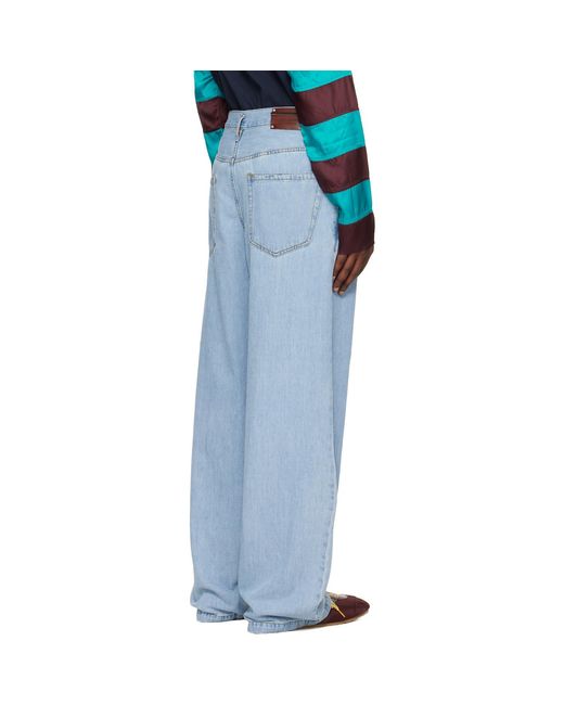 Dries Van Noten Blue Pleated Jeans for men