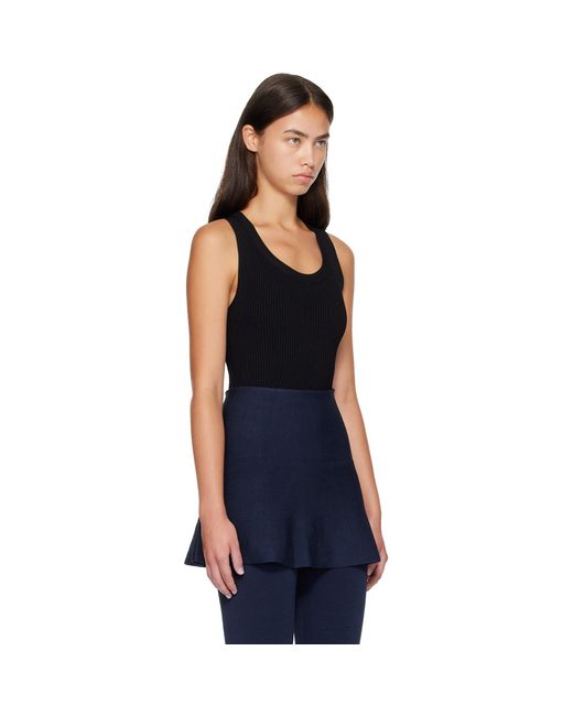 Alaïa Blue Sleeveless Ribbed Knit Bodysuit
