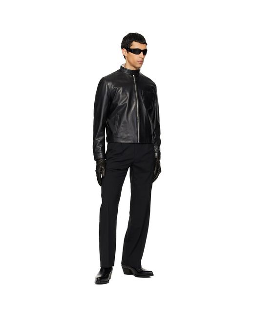 Ernest W. Baker Black Snake Trim Leather Jacket for men