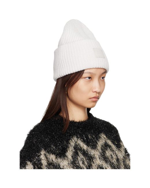 Acne White Off- Large Face Logo Beanie