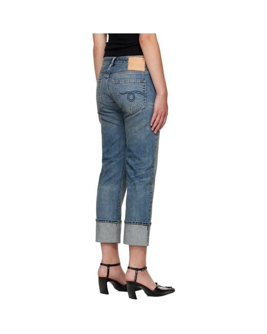R13 Blue Cuffed Boy Straight Jeans