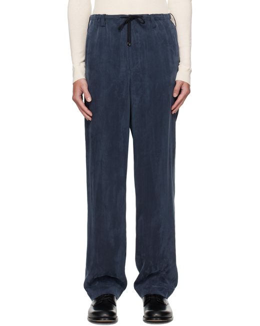 Pantalon Bleu Marine À Cordon Coulissant Dries Van Noten pour homme en coloris Blue