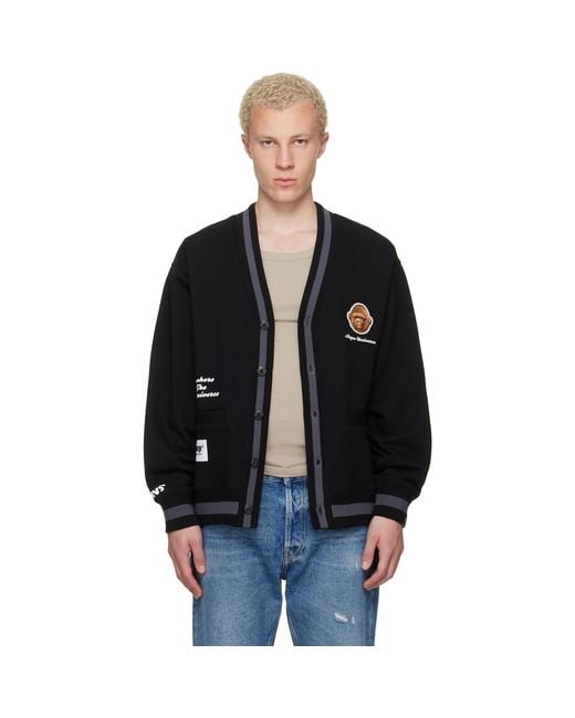 Aape By A Bathing Ape Black 'Aaper' Button Down Cardigan for men