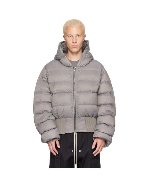 Rick Owens Gray Tower Nylon Duvet Hooded Down Jacket for men