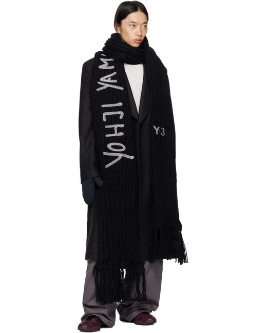 Y-3 KNIT SCARF ロングマフラー Y-3 Oversized Chunky Knit Scarf in Black for Men | Lyst