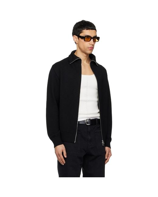 Courreges Black Zipped Wool Cardigan for men