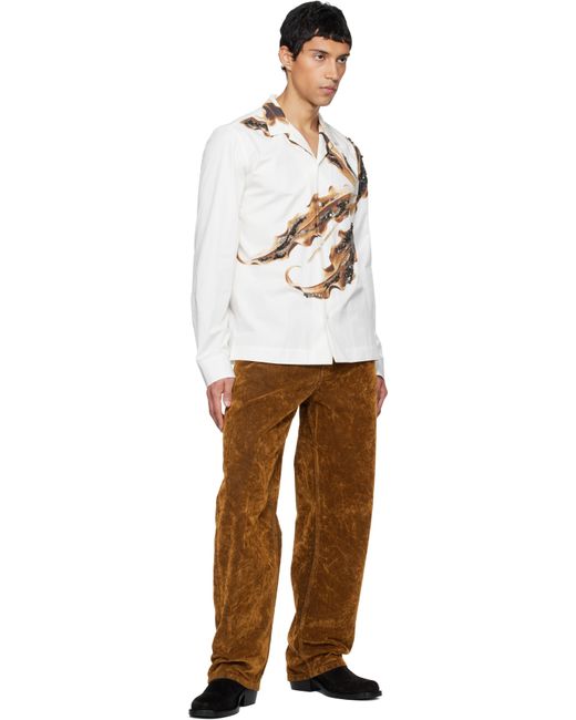 Dries Van Noten White Embroidered Cotton Shirt for men