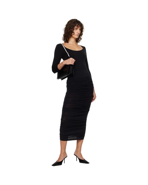 Wolford Black Sheer Drape Midi Skirt
