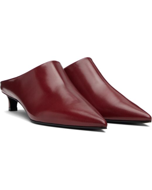 Jil Sander レッド ポインテッドトゥ ヒール ミュール Black