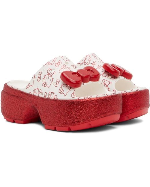Sandales à enfiler blanc et rouge à plateforme - hello kitty CROCSTM en coloris Red