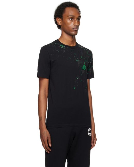 T-shirt noir à effet à éclaboussures de peinture Moschino pour homme en coloris Black