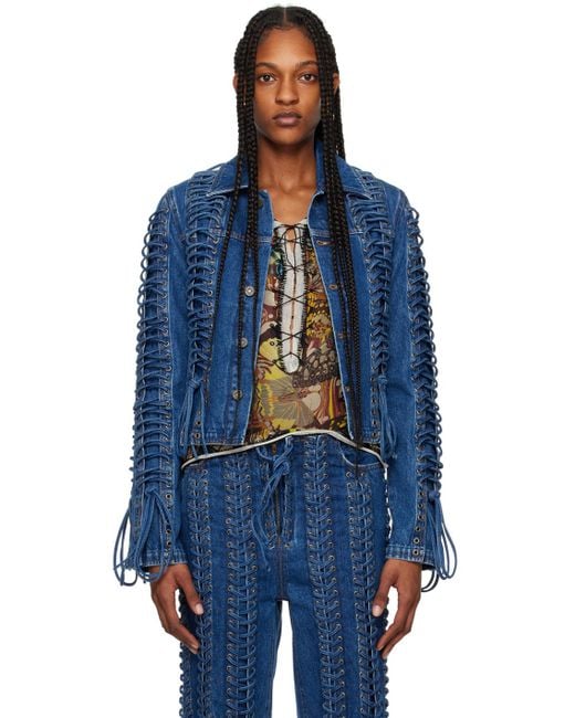 Jean Paul Gaultier Blue 'the Lace-up' Denim Jacket