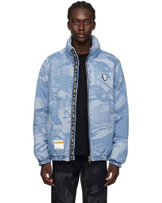 Aape By A Bathing Ape Blue Graphic Down Jacket for men