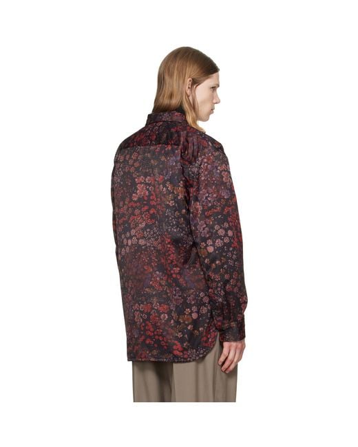 Dries Van Noten Red Padded Floral Overshirt for men