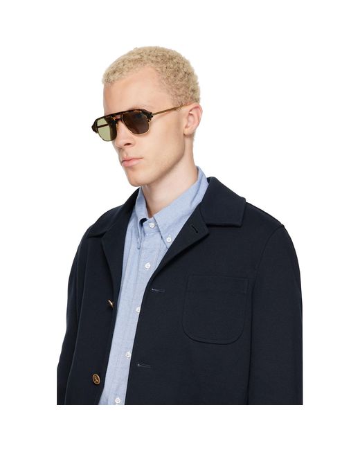 Thom Browne Brown Acetate & Titanium Aviator Pilot Sunglasses for men