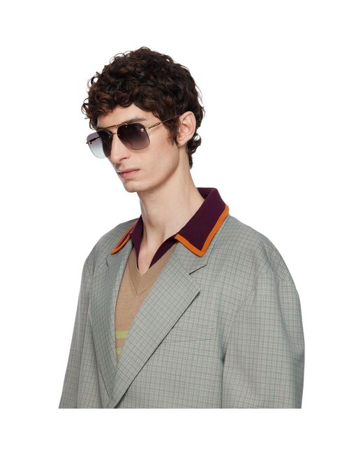 Versace Gray Medusa Pilot Sunglasses for men