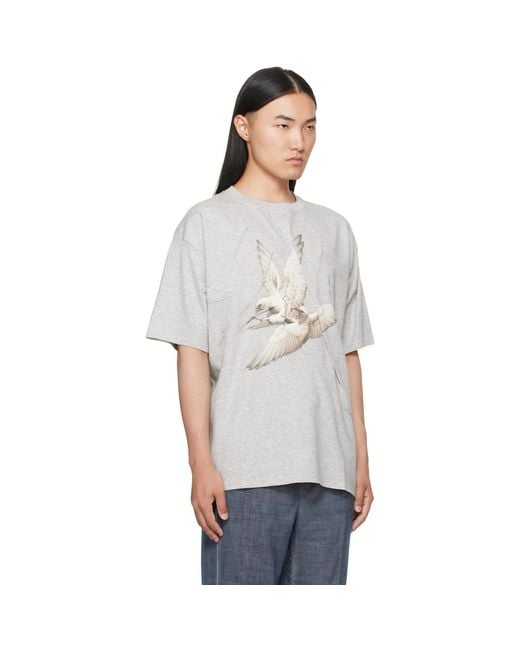 Maison Margiela Gray Creased Bird T-Shirt for men