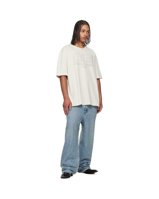 Maison Margiela White Off- Embroidered Logo T-Shirt for men
