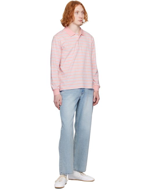 DUNST Pink Multi Stripe Collared Polo for men