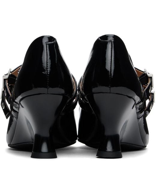 Ganni Black Eyelets Low Wedge Heels