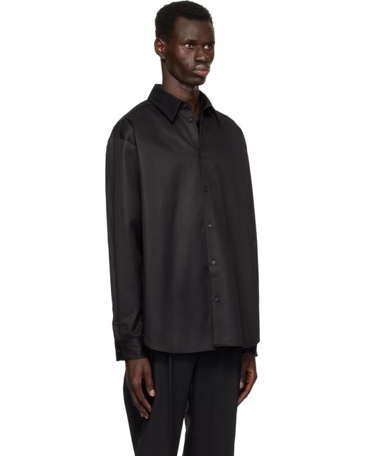 メンズ HUGO ブラック ツイル シャツ Black