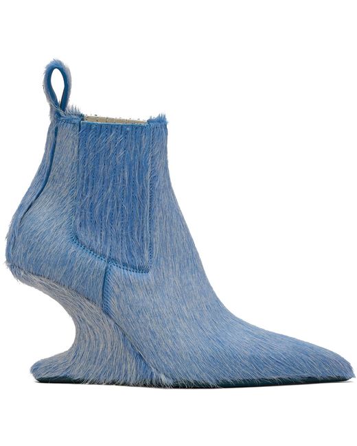Rick Owens Blue Cantilever 8 Sharp Ankle Boots