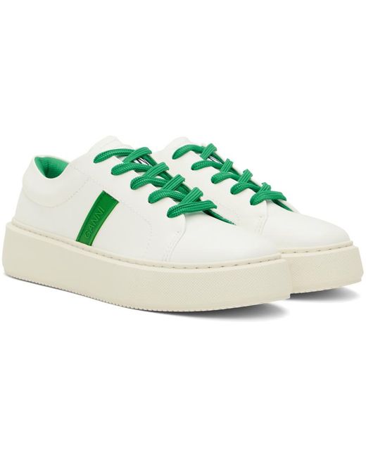 Ganni Black White & Green Sporty Mix Cupsole Sneakers