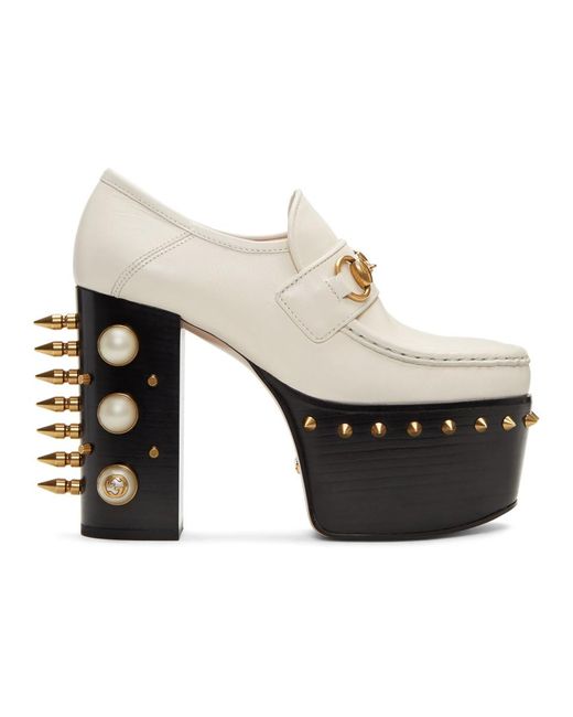 Gucci Off-white Vegas Platform Loafer Heels