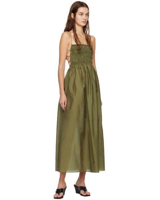 Matteau Green Shirred Maxi Dress