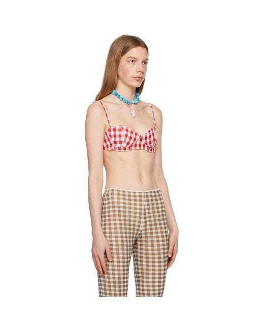 Acne Orange Red Sweetheart Bra