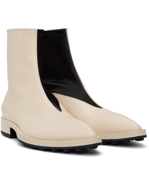 Jil Sander Black Off-white Leather Ankle Boots
