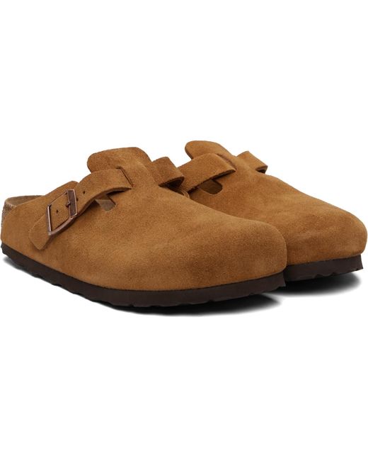 Birkenstock Black Tan Regular Boston Soft Footbed Slip-On Loafers