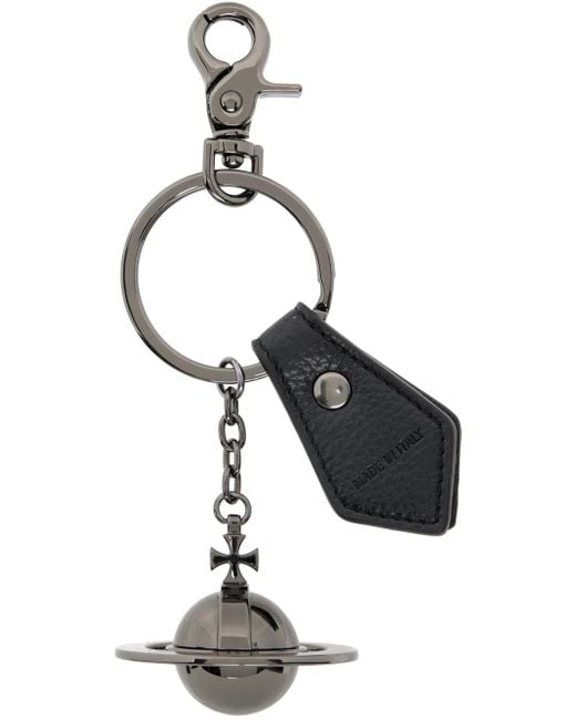Vivienne Westwood Gunmetal & Black 3d Orb Keychain for men