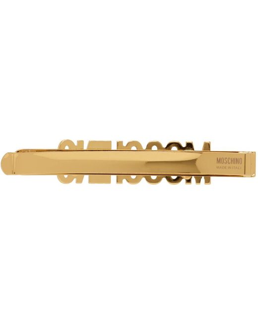 Moschino Black Gold Lettering Hair Clip