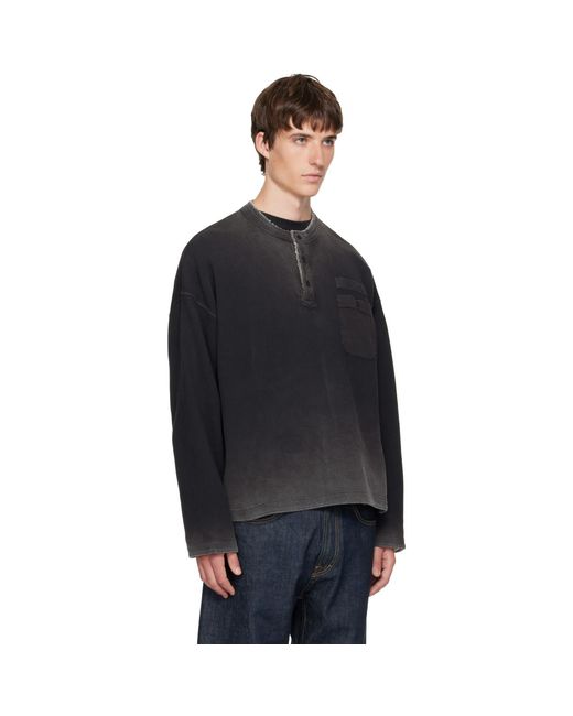 Represent Black Heavyweight Henley for men