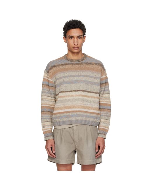 ERL Brown Striped Knit Crewneck for men
