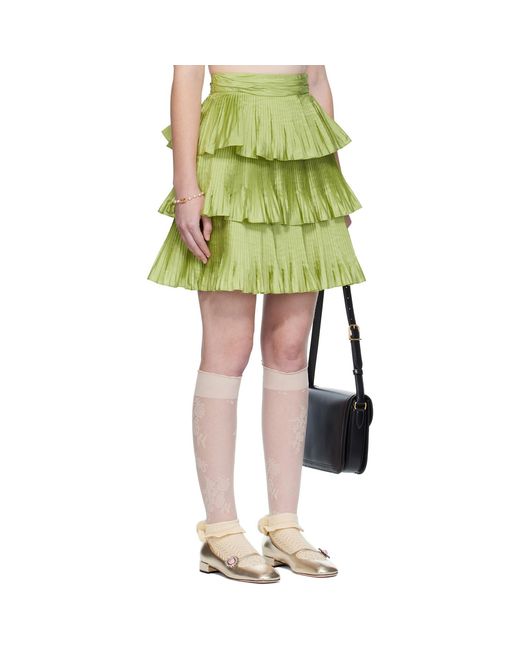 Valentino Green Taffetas Midi Skirt