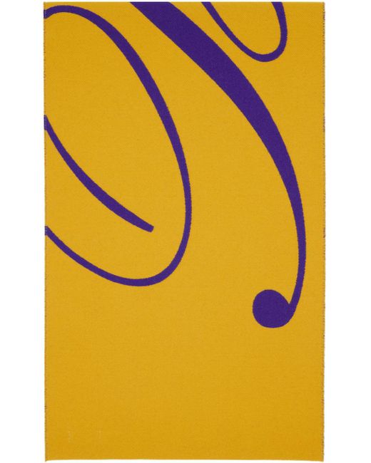 Burberry &パープル ウール シルク ロゴ マフラー Yellow