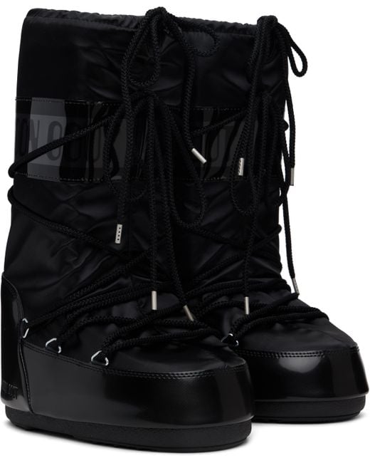 Moon Boot Black Icon Glance Satin Boots