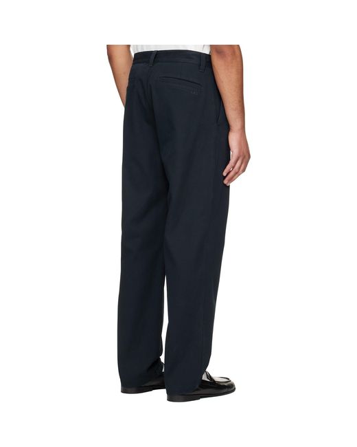 A.P.C. Blue Fitted Straight-Leg Gabardine Chino Trousers for men