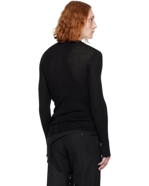 Rick Owens Black Ribbed Sweater for men